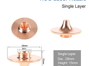 Jednoduch&eacute; trysky HSG, Průměr: φ28 mm, V&yacute;ška: 15 mm, Z&aacute;vit: M11, Materi&aacute;l: High End Copper