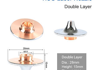 HSG Duplex Nozzles, Diameter: φ28mm, Height: 15mm, Thread: M11, Material: Chrome Plated